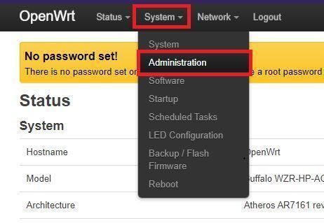 OpenWRT管理画面